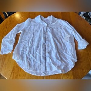 Time and Tru White Pintuck Button-Front Swim Coverup